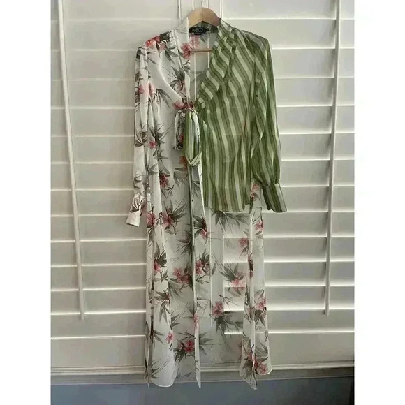 PATBO High Low Tunic Top Cover Up Beach Shirt Dress Floral Asymmetric $595 XS S - Picture 7 of 10